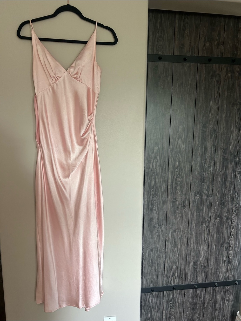 Selfie Leslie Blush Pink Satin Maxi Slip Dress